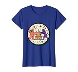 Angel vs Devil Birthday Cake Argument Graphic T-Shirt, Women, Royal Blue, X-Large