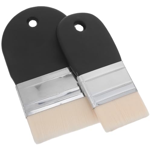 minkissy 2 Pinceles Planos Profesionales para Acuarela y Óleo, Set de 2 Piezas con Mango Corto de Madera y Cerdas de Nailon, Ideales para Pintura Acrílica, Gouache y Dibujo Artístico