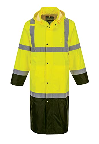 Portwest Hi-Vis Contrast Raincoat 48 - UH446, Yellow/Black, Small