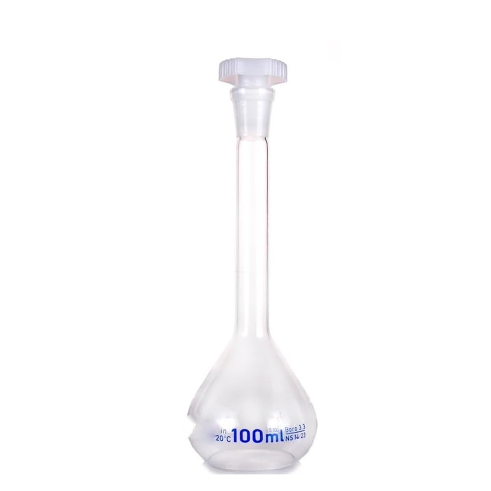 Cristalería de Laboratorio Matraz de vidrio de borosilicato transparente de 500 ml con tapón de plástico for laboratorio de oficina.