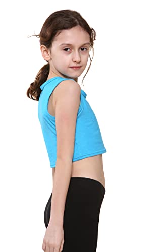 Image of Kids Girls Neon Fluorescent Vest Crop Tops T-Shirt Tee Top Dance Wear Gymnastic Fancy Dress Age 5-14 Years
