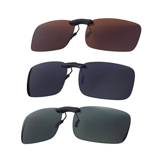 VORCOOL 3pcs Gafas de Sol de Clip en Flip Up Lente polarizada sin Marco Rectangle Lens Clip de Gafas de Sol graduadas Gafas para Myopia Glasse