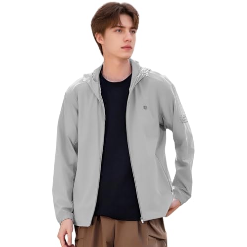 Image of Venzina UPF 50+ Sun Jacket for Men Long Sleeve Zip-up Sun Jacket with Zip Pocket, Removable Hat, Quick Dry Loose-fit UV Protection Clothing for Driving, Riding, Hiking