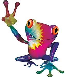 Reflective Cool Peace Frog Decal with Tie Dye Colors