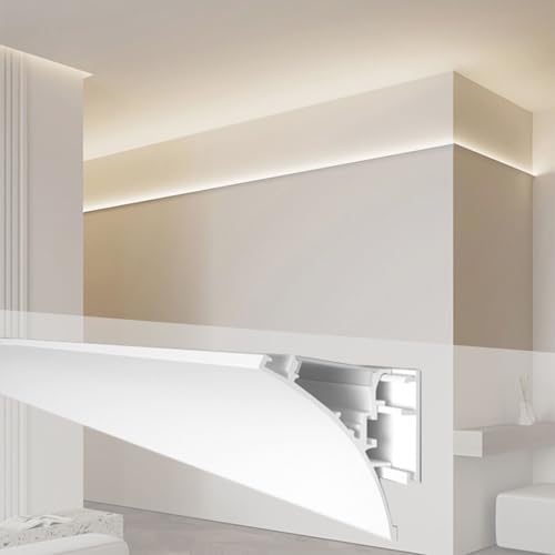 Metalen kroonlijst met indirecte verlichting LED-strip lichtafdekking voor plafonds plinten en plinten in woonkamer slaapkamer keuken 2,7 m