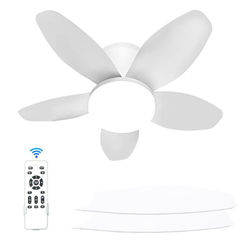 MENQANG Ventilateur de Plafond Moderne 5 Pales avec Lumière LED et Télécommande - Éclairage Dimmable + Ventilateur Silencieux pour Salon, Chambre, Cuisine...