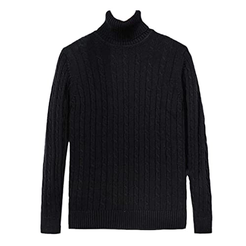 Pull à col roulé homme coton noir L contre le froid et irritations