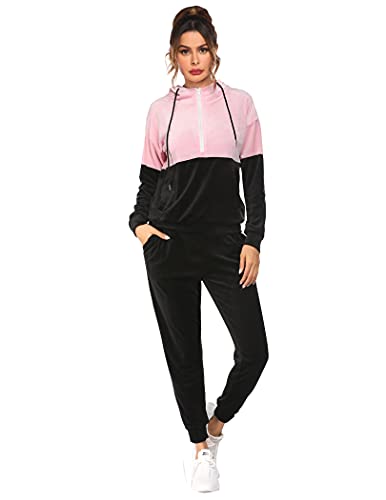 Hotouch chándal de terciopelo para mujer ropa deportiva conjunto de 2 piezas traje de ocio streetwear rosa XXL Cover