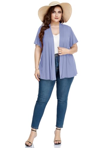 Image of LARACE Short Sleeve Cardigans for Womens Summer Tops Casual Plus Size Open Front Lightweight Cover Up