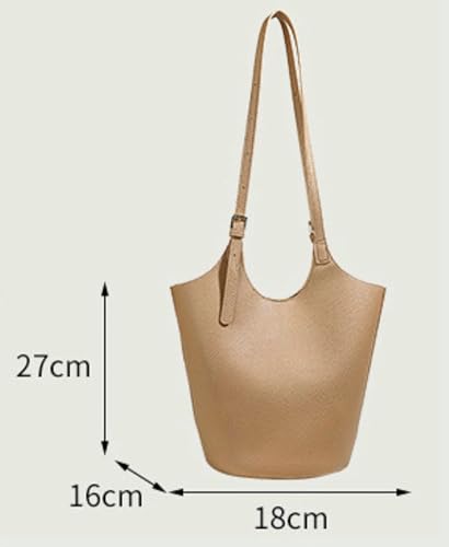 Image of Womens PU Leather Shoulder Bag Large Bucket Tote Purse Handbag Casual Top Handle Satchel 2pcs with Adjustable Strap
