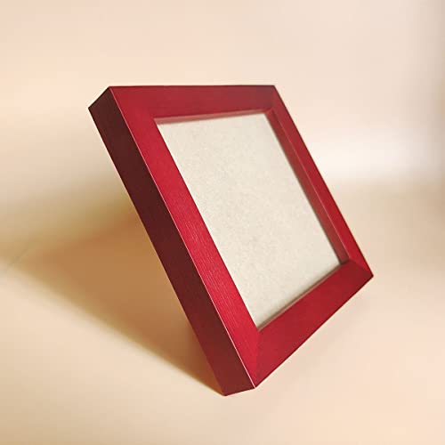 Image of 5x5 Picture Frames RED Solid Wood Frame, Plastic Panel (Film Needs to be Removed) Table or Wall.Front Window Opening 4.5x4.5 inch.