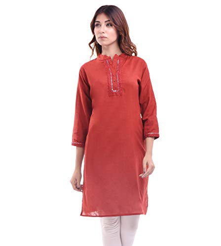 Chichi Indian Women's Plain Cotton Kurti Top