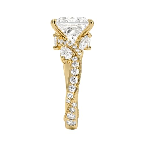 DAJEWELS 1-5 CT Princess Cut Moissanite Engagement Ring for Women Twisted Band with Side Stones 925 Sterling Silver 10K 14K 18K Gold Wedding Promise Anniversary Ring3