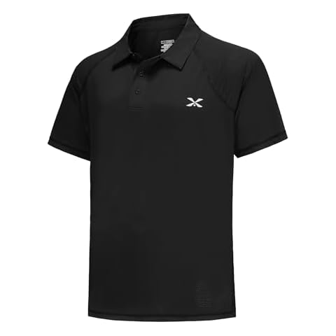MOHEEN Men's Short Sleeve Golf Polo Shirts Moisture Wicking Performance Athletic Polo Shirt,Black,XL Cover