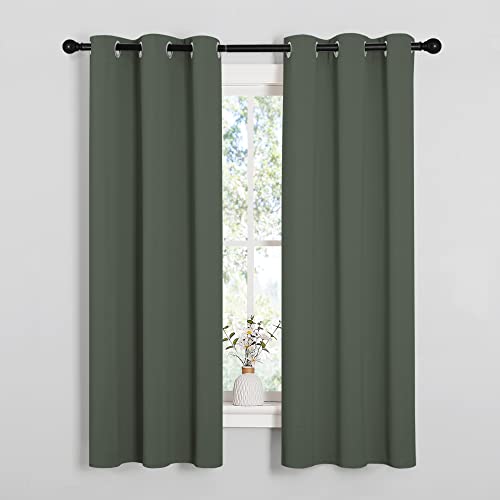 Image of NICETOWN Thermal Insulated Curtains Blackout Draperies, Window Treatment Solid Grommet Room Darkening Drape Panels for Bedroom (Dark Mallard, Set of 2 Panels, 34 by 63 inches Long)