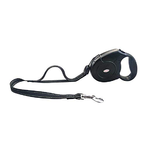 Grande corde de chien rétractable robuste noire de 7,5m aux finitions durables