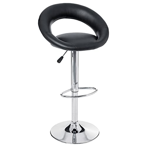 Atmosphera - Lot de 2 Tabourets de Bar Sasha Noir - Hauteur Réglable, Pivotant, Acier Chromé avec Repose-Pieds - pour Cuisine, Îlot Central