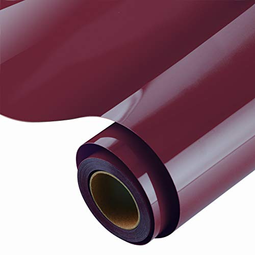 KISSWILL Heat Transfer Vinyl Maroon 12 Inch X 6 Feet PU Maroon HTV Heat Press Vinyl for T-Shirts Iron on Vinyl Rolls Compatible with Silhouette Cameo or Heat Press Machine