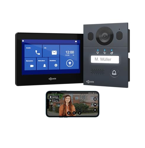 Goliath Interphone vidéo Basique, Bus 2 Fils, Moniteur de 7 Pouces, Sonnette en saillie avec caméra, interphone avec Ouverture de Porte, Maison individuelle, Application pour Smartphone