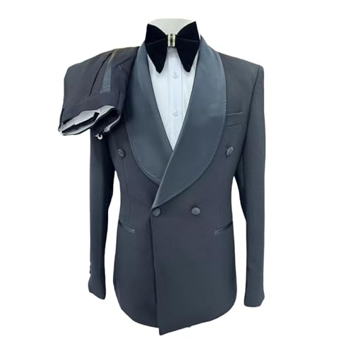 Men's Suit 2 Piece Double Breasted Wedding Tuxedo Shawl Collar Set Jacket Pants - Main Image