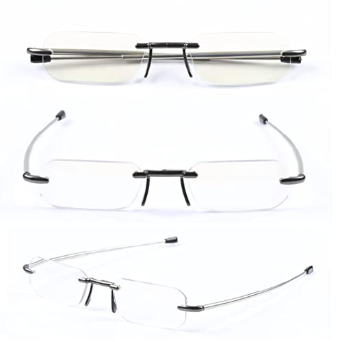 Klappbare Lesebrille mit Etui, für Männer und Frauen, tragbar, schlank, stilvoll, blaues Licht blockierend, schlanker Taschenleser (Größe: 3,0 x)