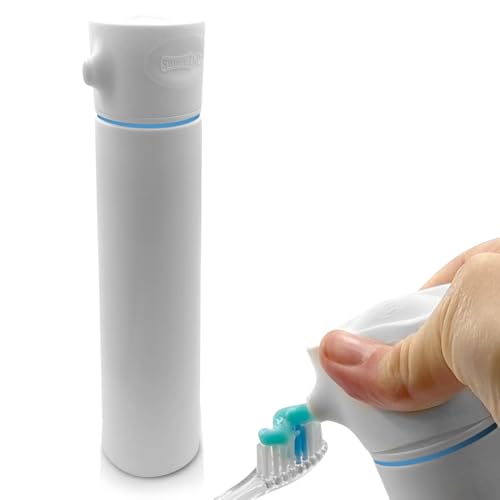 Chrome Cherry SqueezMe EasyPump Toothpaste Dispenser System No-Mess Dispensing for Kids and Adults Hygienic One-Hand Press Easy Installation Fits Most Standard Tubes Up to 230g White 1-Pack