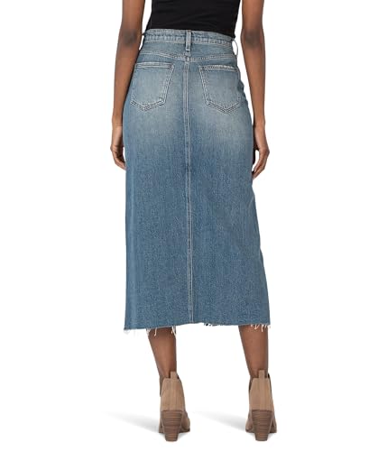 KUT from the Kloth Women's Jen Skirt A-line 5 Pockets-frt Slit Raw Hem2