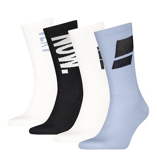 Calvin Klein Graphic Giftbox Classic Sock, Bleu/Blanc, Taille Unique (Lot de 4) Hommes