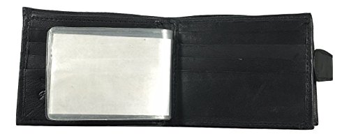 Dangerous Threads Genuine Black Leather Snap Close Bifold Wallet with Coin Purse #7914