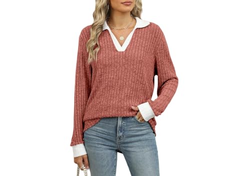 Image of Womens Long Sleeve Shirts Fashion Fall Tops Blouses Sweater Dressy Business Casual Outfits