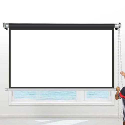 BBERHFNFZK 60 Manual Pull Down Projector Screen Wall Mounted Projection Screen Home Theater Movie Screen Office HD Screen, Easy Roll Up Lightweight Carry(60 16:9)