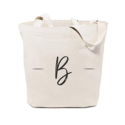 The Cotton & Canvas Co. Personalized Handwritten Monogram Initial B Tote, Shopping and Travel Reusable Shoulder Tote and Handbag