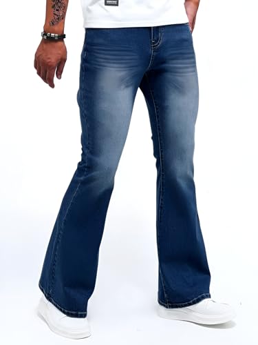 Image of Ben Martin Men's Bell Bottom Jeans || Bootcut Denim Pants || Wide Leg Flared Jeans for Men || High Waist Stretchable Retro Fit || Cotton Jeans for College Casual (1)