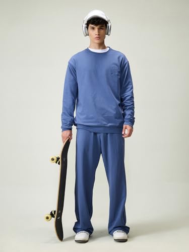 Image of CAVA Wide Leg Joggers for Men | High Waist Lounge Pants, Soft Cotton Terry, Relaxed Fit Sweatpants with Pockets