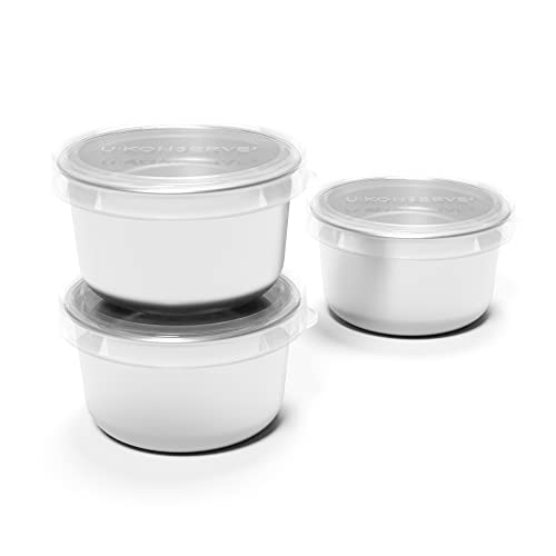 U Konserve Stainless Steel Set of Three Round Food/Condiment/Snack Mini Countainers with Silicone Lids, Leak Proof & Dishwasher Safe (3 oz)