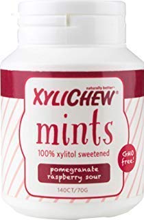 Xylichew 100% Xylitol Breath Mints - Non GMO, Gluten Free, Aspartame Free, and Sugar Free - Natural Oral Care, Relieves Bad Breath and Dry Mouth - Pomegranate Raspberry (140 Count, Pack of 4)