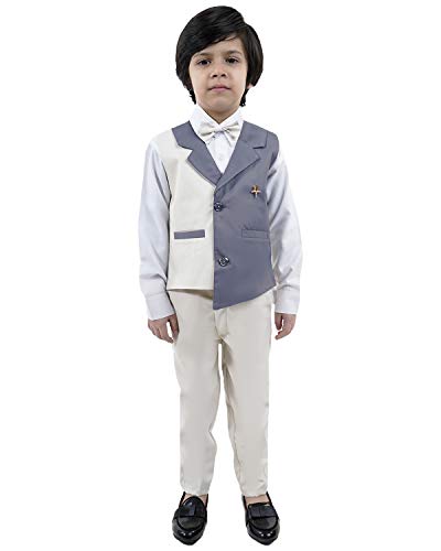 Image of Boy's Cotton 3 Piece Waistcoat Pant Shirt Set