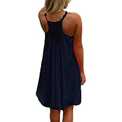 kenoce Women Summer Dress Loose Casual Beach Dresses Sleeveless Mini T-Shirt Dress Round Neck Sundress G-Navy XL Cover