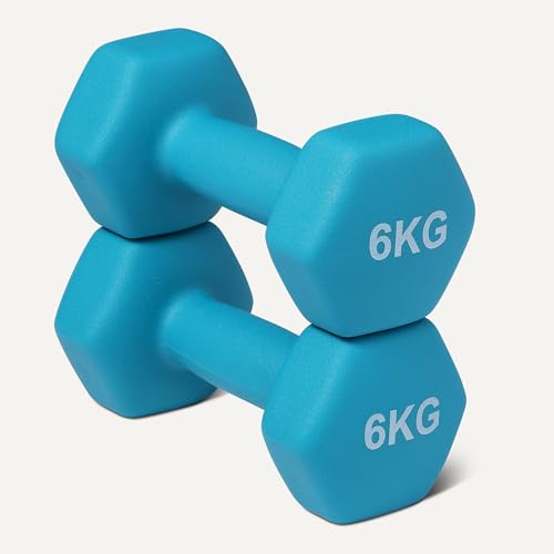 Amazon Basics Neoprene Dumbbell Weights Set, 6 kg, Cyan - Image 2