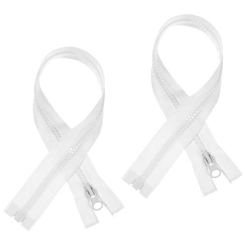 Lot de 2 fermetures éclair séparables en plastique - Noir - 40 cm - Fermeture éclair universelle - Pour outils de couture, vêtements, sacs (blanc)