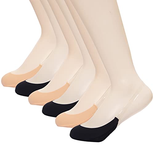 Image of MANZI Invisible Half Toe Topper Socks Slingback Liner Socks with Transparent Elastic Strap 3 Pairs Black,3 Pairs Nude