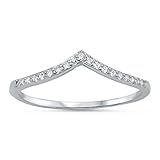 Oxford Diamond Co New V-Shape Cubic Zirconia Band .925 Sterling Silver Ring Sizes 8