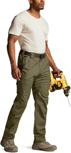 Image of CQR Men's Quick Dry Work Pants, Water Resistant Outdoor Tactical Pants, Lightweight Stretch Cargo Hiking Pants