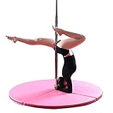 ★[MATERIAL PREMIUM] --- La alfombrilla de pole dance está hecha de relleno de algodón perlado de espuma EPE de alta densidad de primera calidad y cubierta de cuero PU de alta calidad, con un orificio de separación en el centro compatible con las bases de poste estándar. La alfombra de pole dance establece un amplio colchón de seguridad alrededor para su seguridad con prevención efectiva de lesiones, especialmente adecuada para los principiantes.