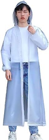 DADHI Extra Long Thick Rain Cape, EVA Material, Length 123cm, Sleeve Length 58cm, Extended to Cover Feet, Light and Convenient, Unisex (A)