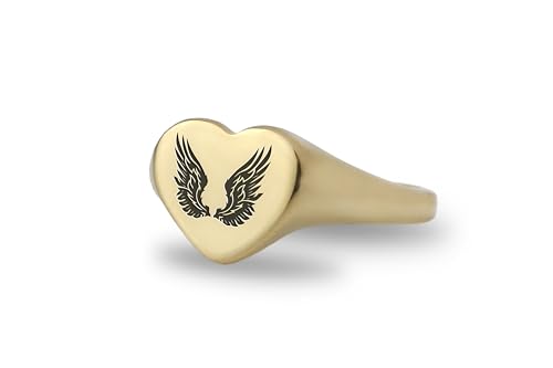 Bague ailes d'ange symbole d'amour éternel en or avec coeur romantique