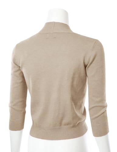 3/4 Sleeve Solid Open Bolero Cropped Cardigan for Women (S-3XL)3