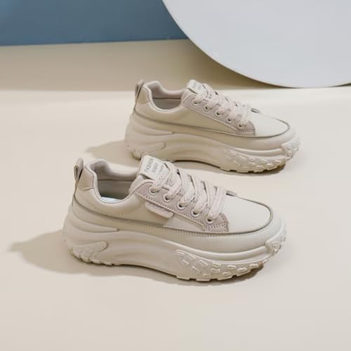 Womens Leather Lace Up Platform Sneakers Height Increase Fashion Casual Non-Slip Shoes for Walking Sport Work Office3