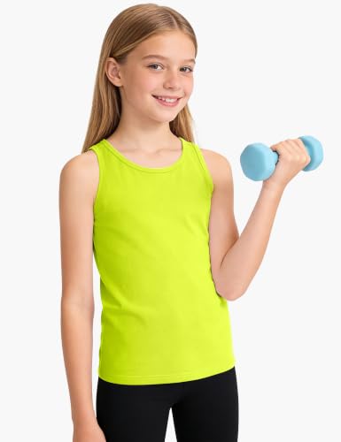 Image of Auranso Girls Tank Tops Cotton Sleeveless Undershirts Athletic Dance Tops