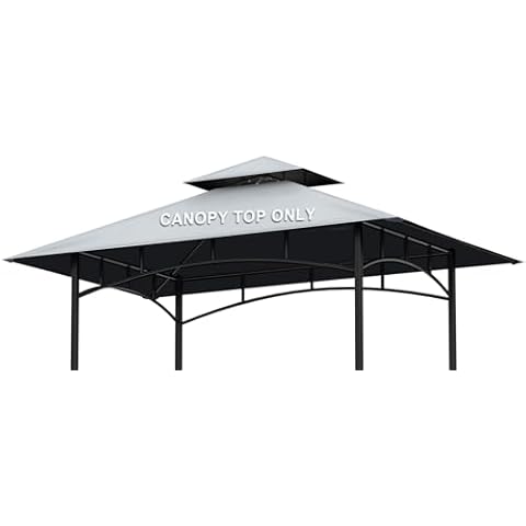 Grill Gazebo Replacement Canopy Top - AONEAR 5'x8' Outdoor BBQ Tent Roof Cover Double Tiered Outdoor Grill Shelter Fit for Model L-GG001PST-F (Gray) Cover